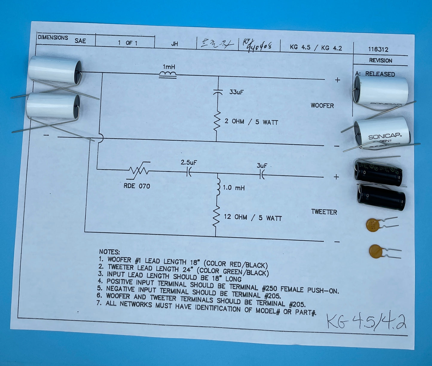 KG4.5 Early Version Crossover Rebuild Kit (2 Speakers) - FREE US Shipping!