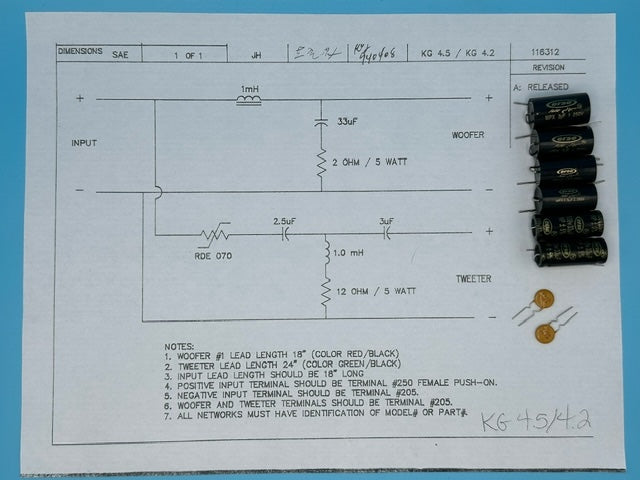 KG4.5 Early Version Crossover Rebuild Kit (2 Speakers) - FREE US Shipping!