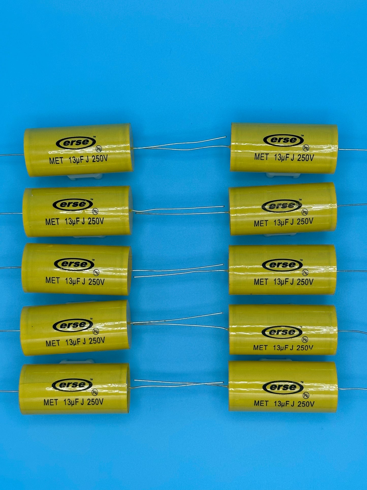 Set of 10 Erse 13uF Mylar/Polyester 5% Capacitors - Free US Shipping!