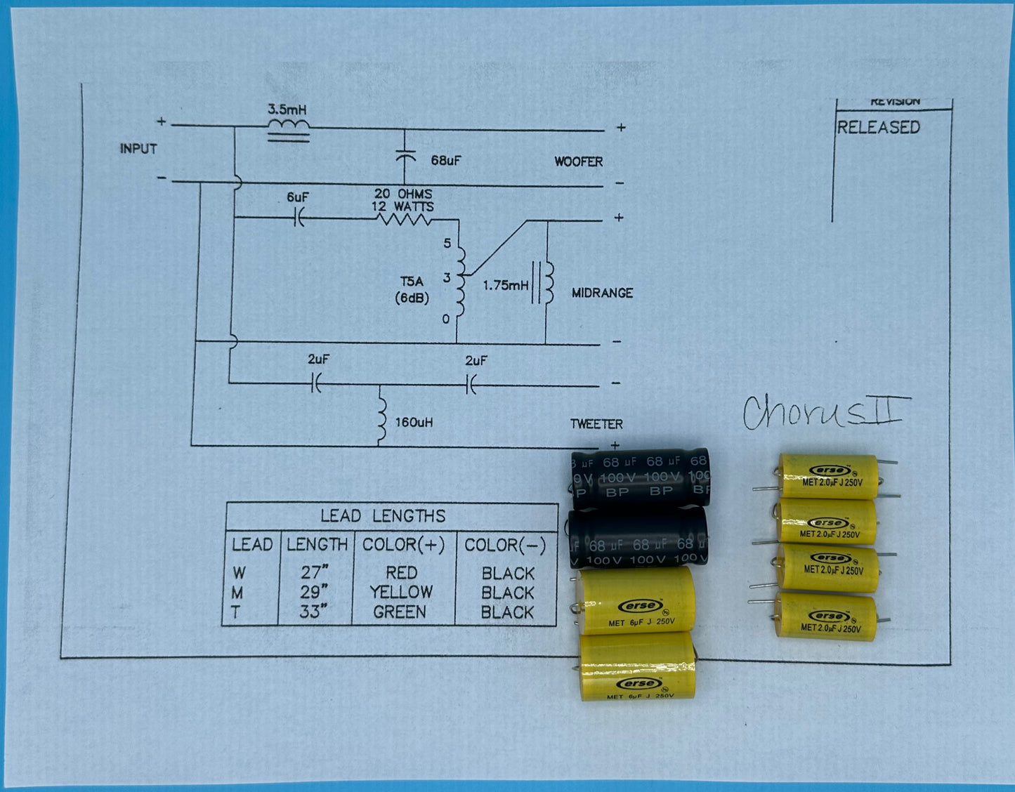 Type Chorus II Crossover Rebuild Kit (2 Speakers) - FREE US Shipping!