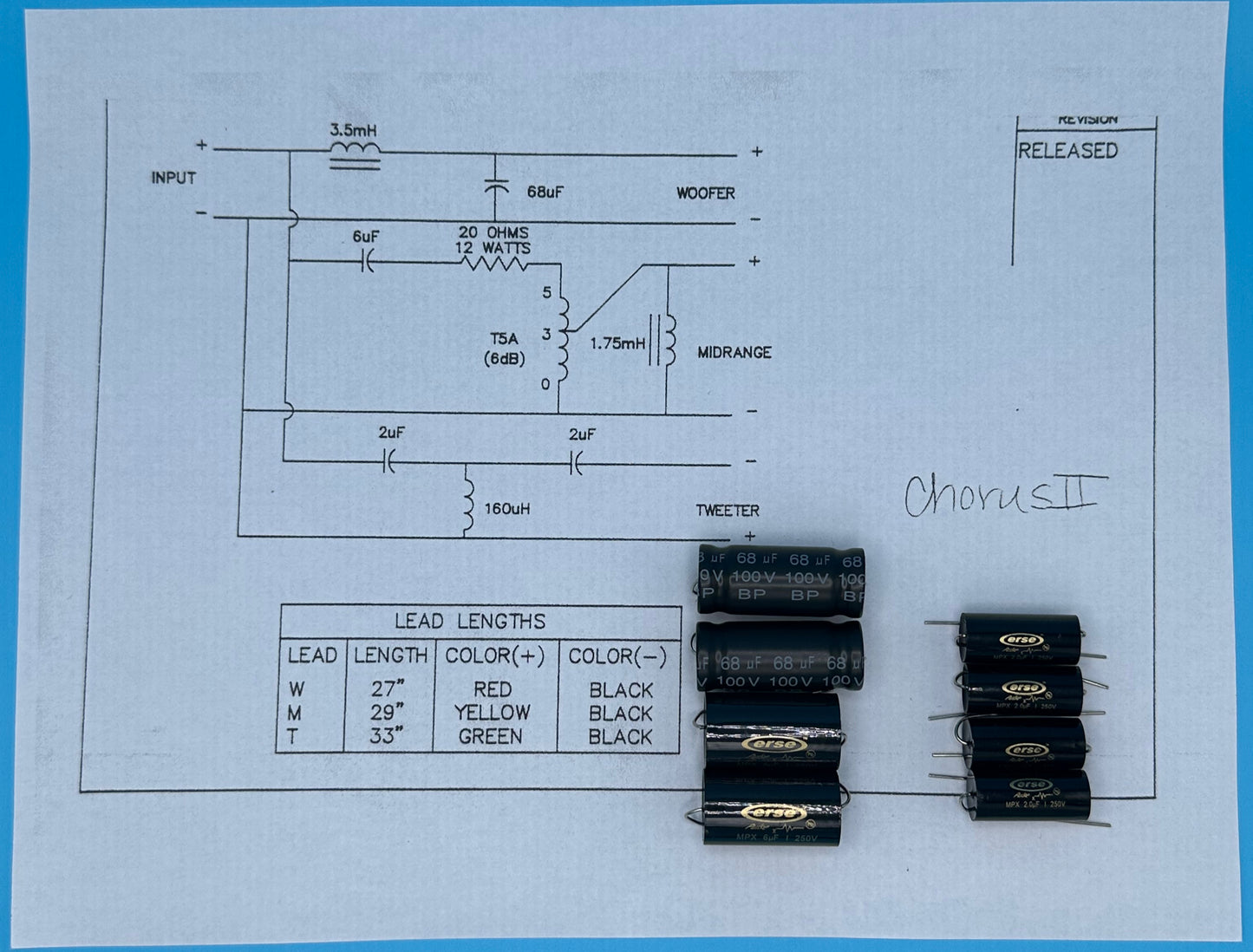 Type Chorus II Crossover Rebuild Kit (2 Speakers) - FREE US Shipping!