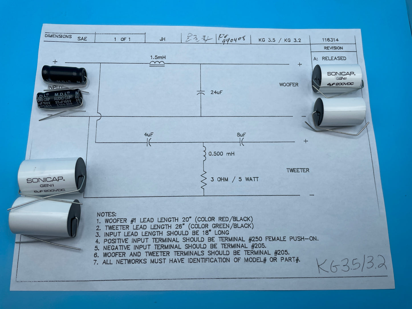 KG3.2 Crossover Rebuild Kit (2 Speakers) - FREE US Shipping!