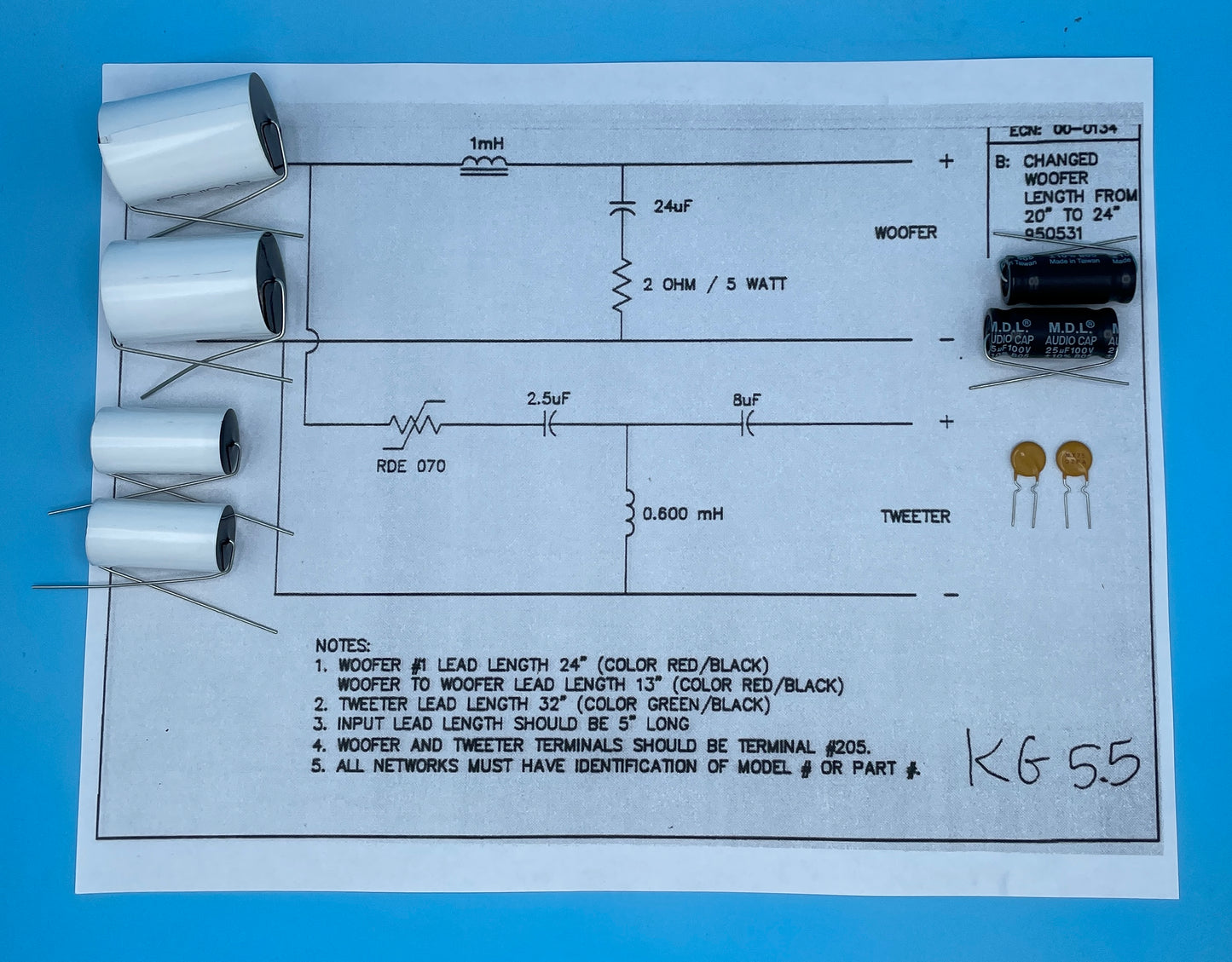 KG5.5 Crossover Rebuild Kit (2 Speakers) - FREE US Shipping!