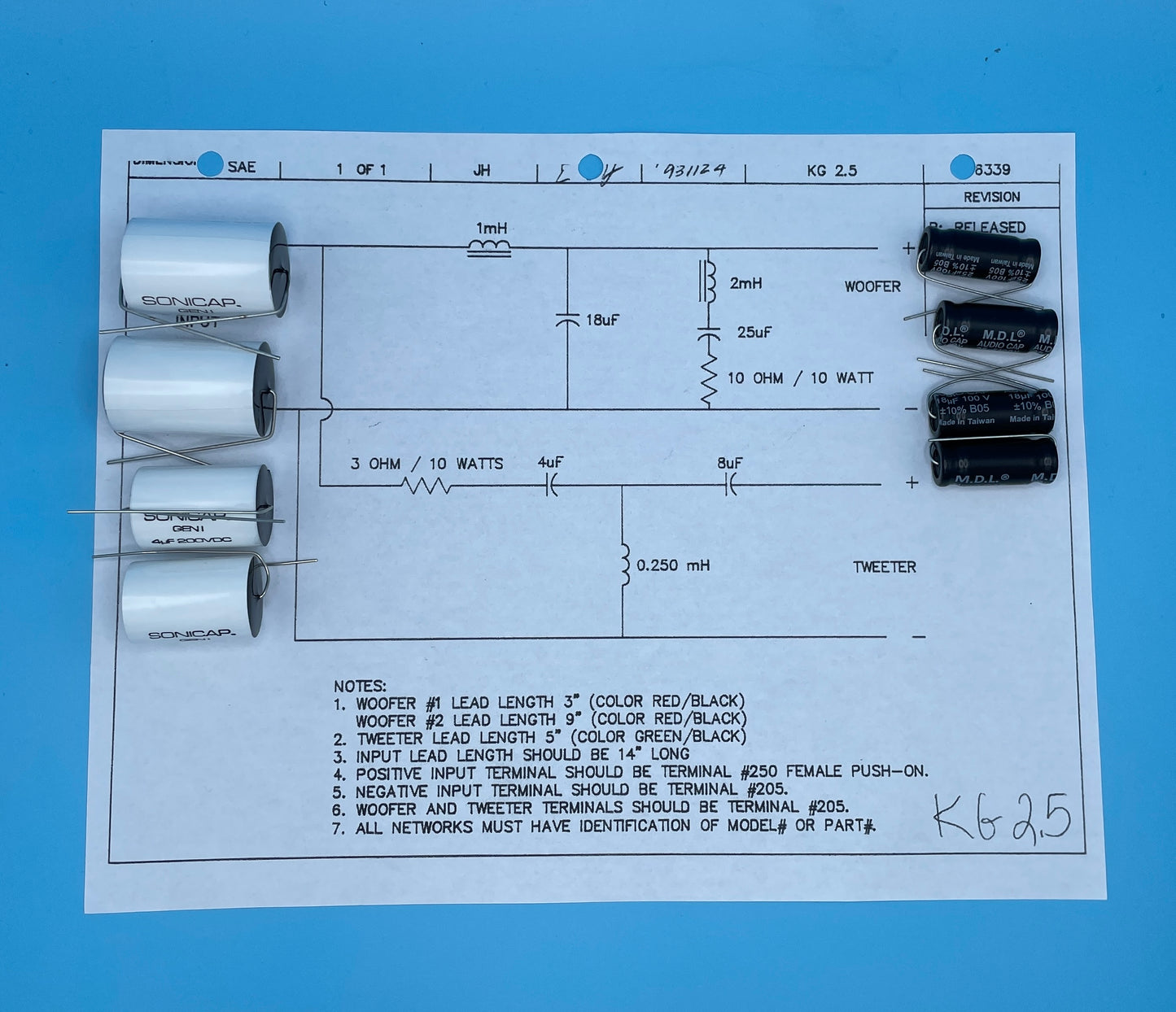 KG2.5 Crossover Rebuild Kit (2 Speakers) - FREE US Shipping!