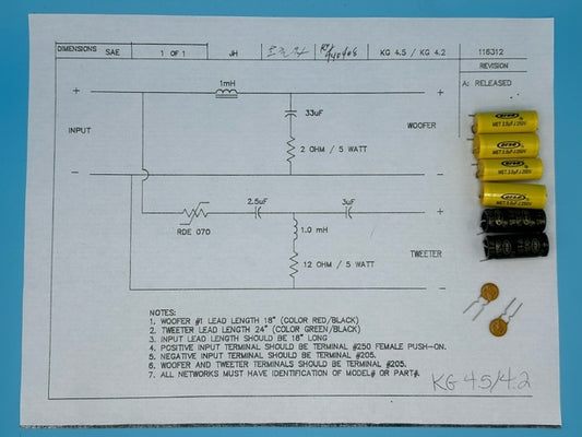 KG4.5 Early Version Crossover Rebuild Kit (2 Speakers) - FREE US Shipping!