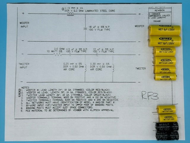 RF-3, RF-3 II Crossover Rebuild Kit (2 Speakers) - FREE US Shipping!