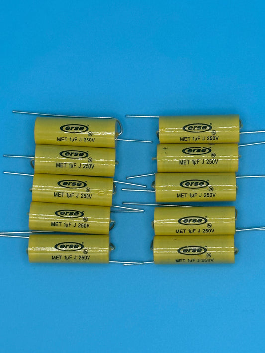 Set of 10 Erse 1uF Mylar/Polyester 5% Capacitors - Free US Shipping!