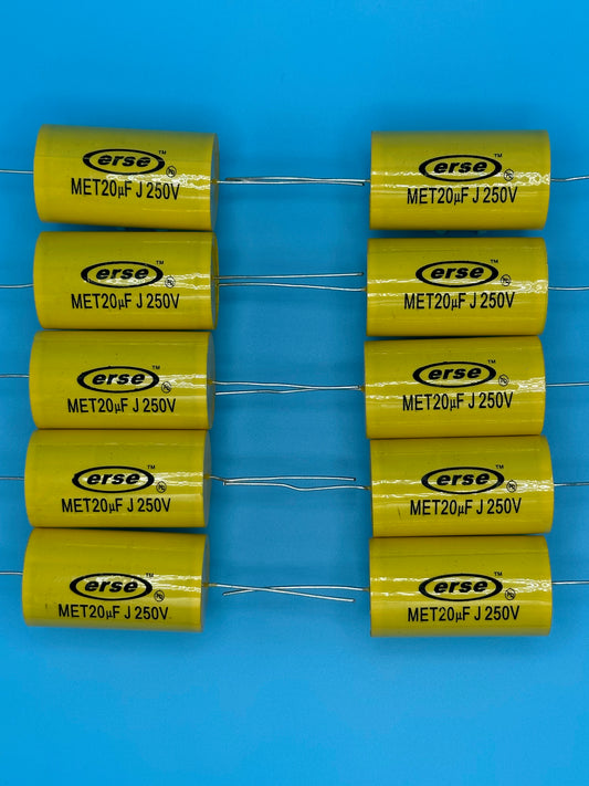 Set of 10 Erse 20uF Mylar/Polyester 5% Capacitors - Free US Shipping!