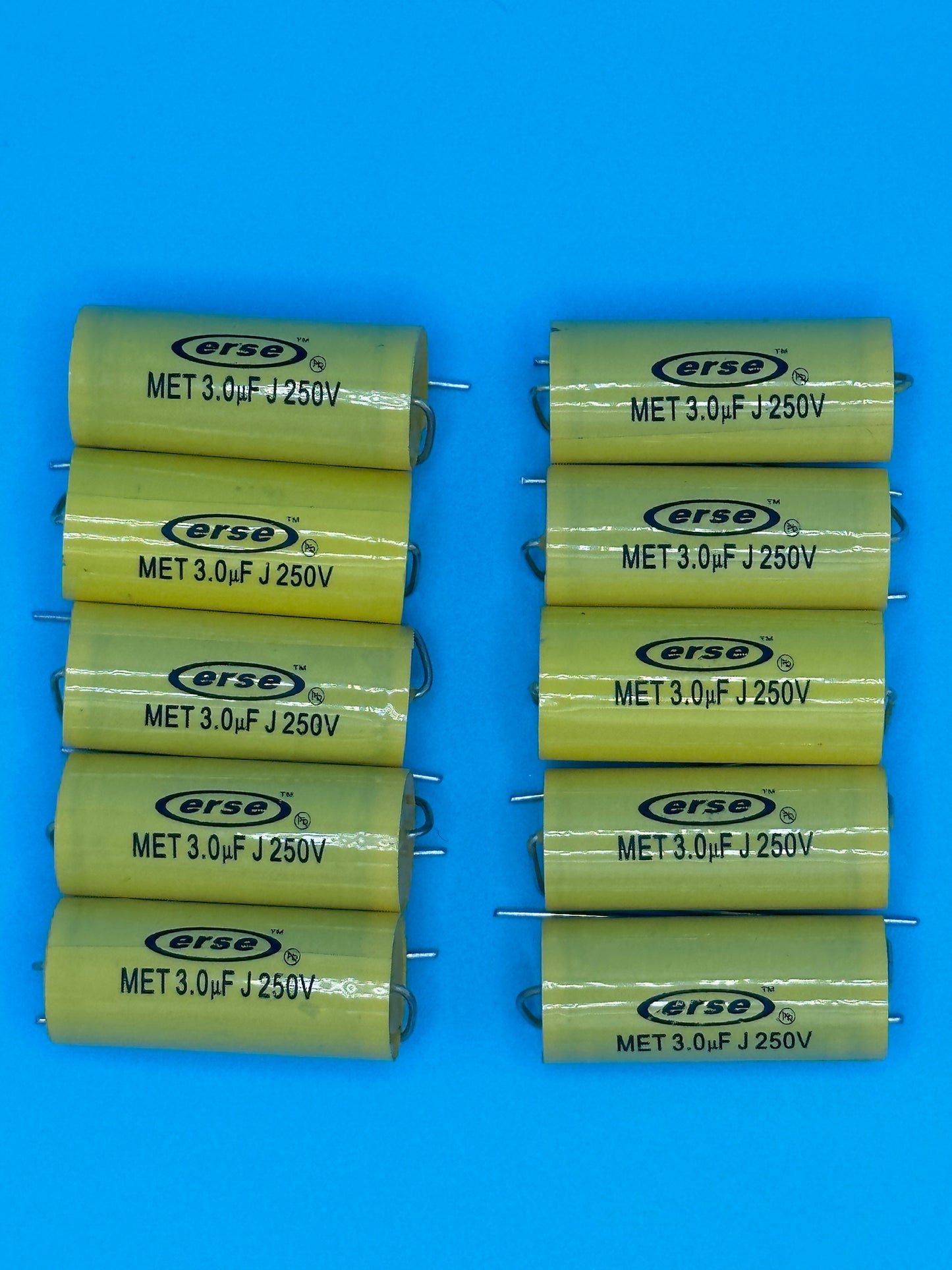 Set of 10 Erse 3uF Mylar/Polyester 5% Capacitors - Free US Shipping!