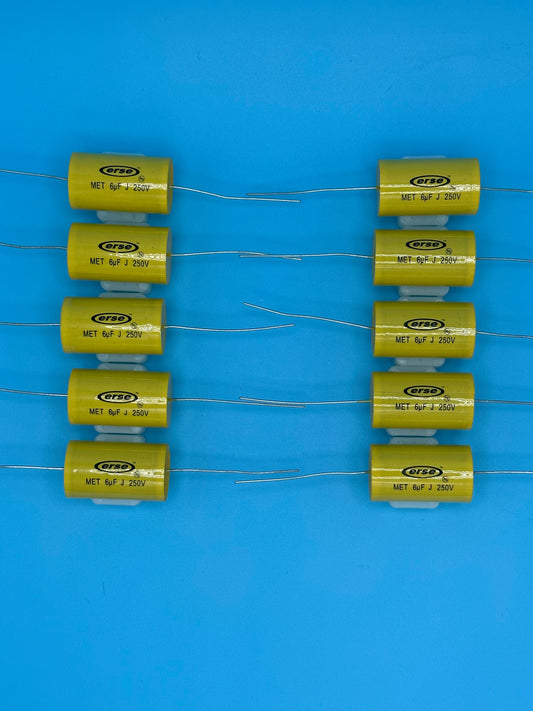 Set of 10 Erse 6uF Mylar/Polyester 5% Capacitors - Free US Shipping!