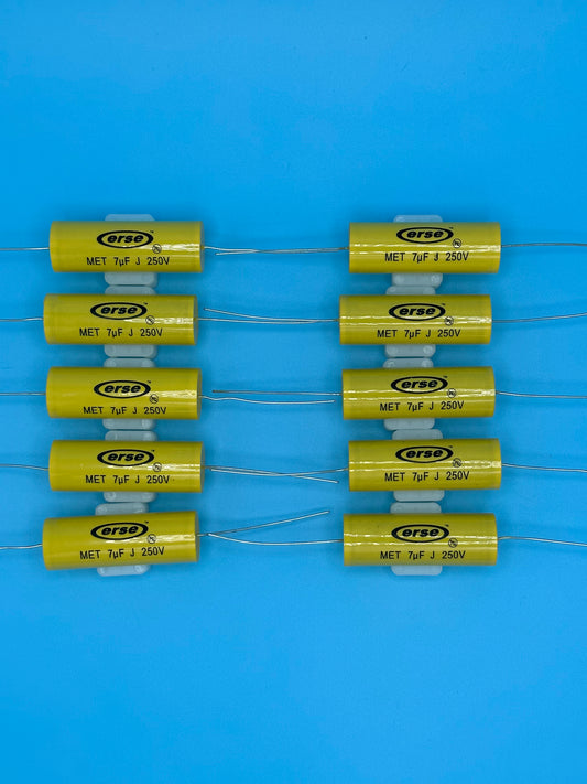 Set of 10 Erse 7uF Mylar/Polyester 5% Capacitors - Free US Shipping!