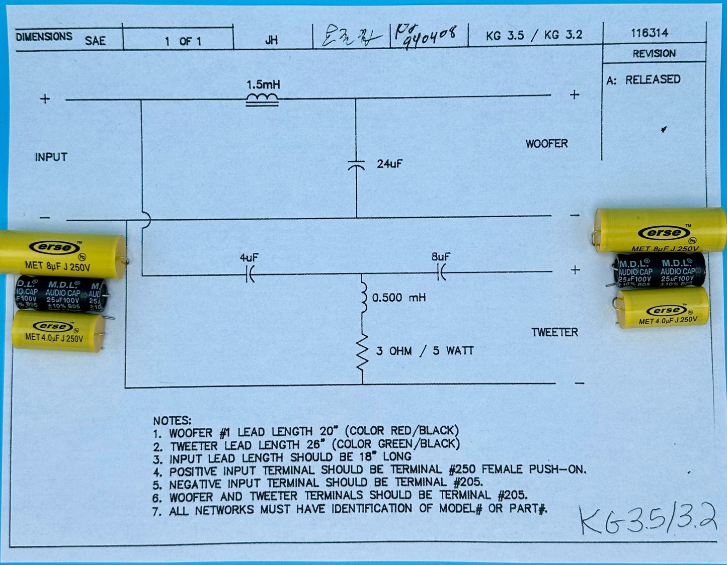 KG3.2 Crossover Rebuild Kit (2 Speakers) - FREE US Shipping!