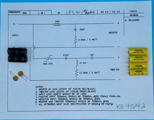 KG4.2 Crossover Rebuild Kit (2 Speakers) - FREE US Shipping!