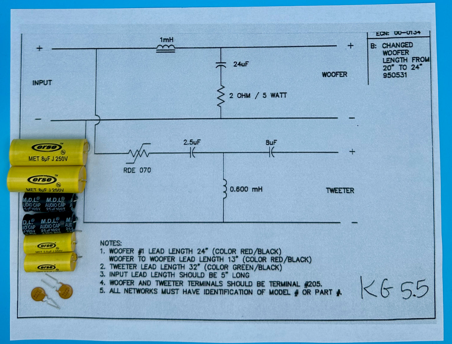 KG5.5 Crossover Rebuild Kit (2 Speakers) - FREE US Shipping!