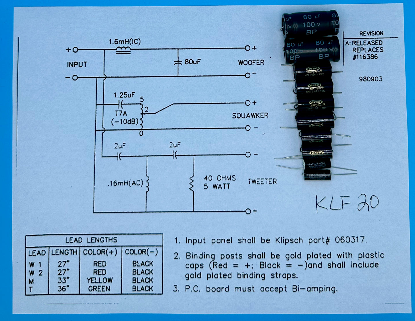 KLF-20 Crossover Rebuild Kit (2 Speakers) - FREE US Shipping!