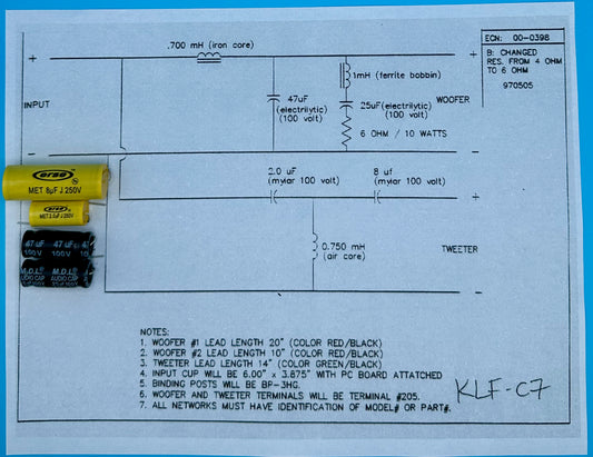 KLF-C7 Crossover Rebuild Kit (1 speaker) - FREE US Shipping!